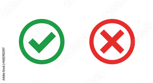 Green check and red cross symbols for approval and rejection