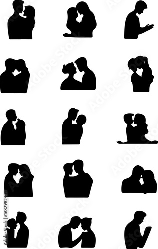 Romantic Couples Silhouettes Vector bundle