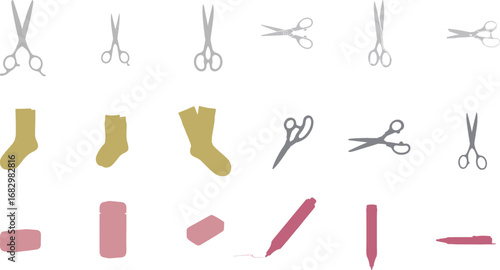 Assorted scissors, socks, and stationery items craft scissors