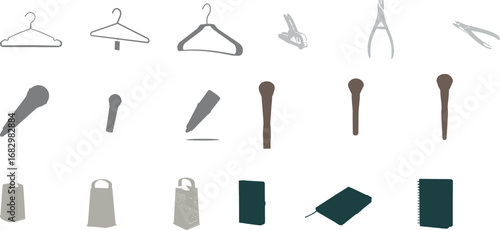 Collection of clothing and stationery items clothes hanger
