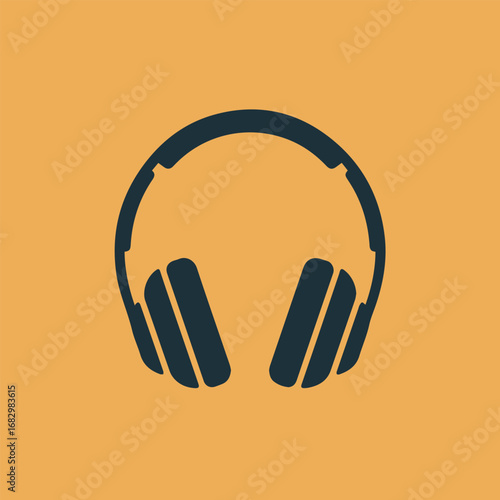 Illustration of a black headphone on a yellow background, perfect for music lovers and audio enthusiasts who want to enjoy their favorite tunes in style and comfort
