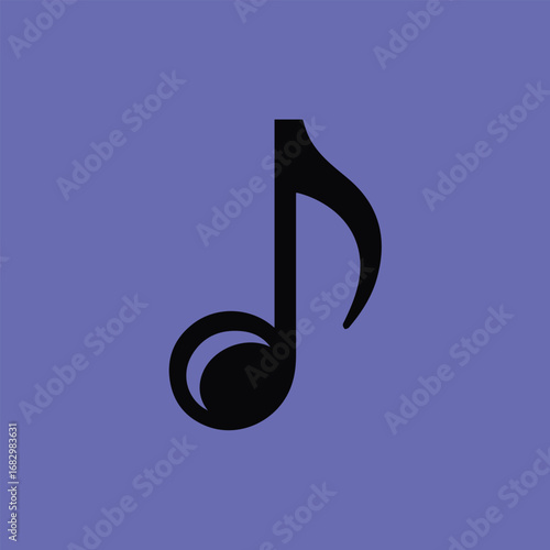Illustration of a black music note on a blue background, perfect for musicians and music lovers who want to express their passion for melody and harmony