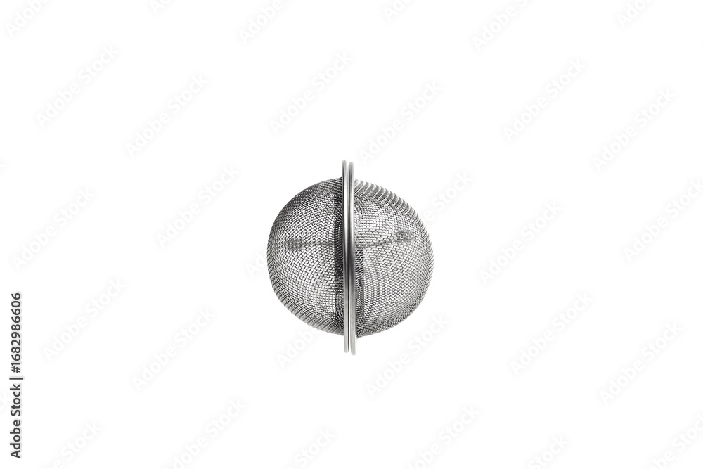 Obraz premium Stainless steel tea infuser with handle, featuring a fine mesh design for optimal brewing, ideal for loose leaf tea lovers seeking convenience and elegance in their tea preparation