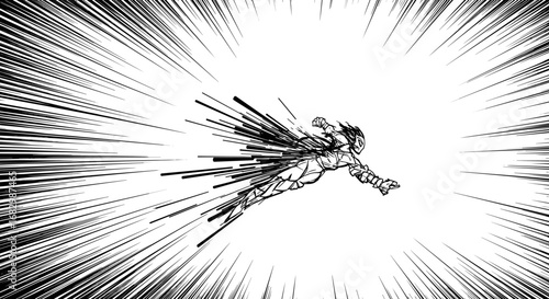 Dynamic anime action scene with speed lines and intense movement