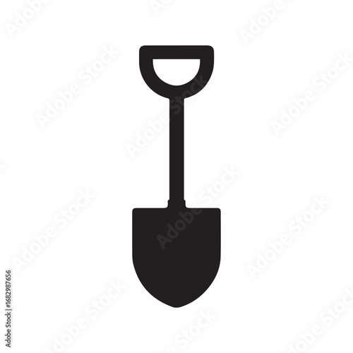Shovel silhouette black and white vector icon