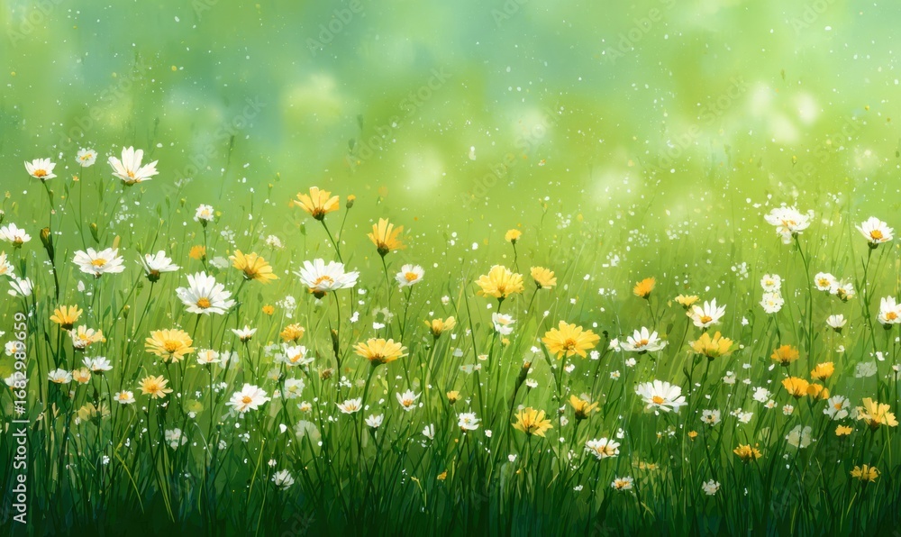 Fototapeta premium Pastel Meadow of Daisies
