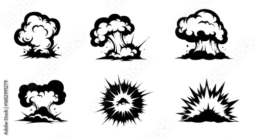 Dynamic explosive burst set: dramatic black and white designs for impactful visuals