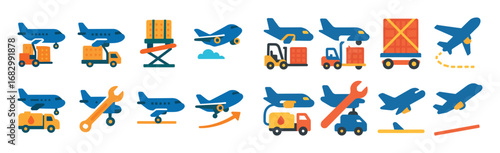 Cargo Aircraft Icon Set