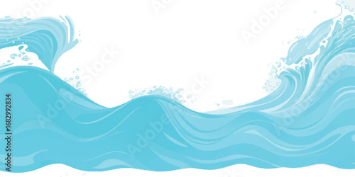 Soft Watercolor Ocean Wave Abstract Texture in Blue and Green Background for Digital Graphics