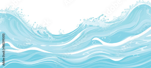 Blue and Green Abstract Watercolor Ocean Wave Texture Background for Creative Banner Design
