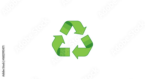 Green recycling icon: three arrows in a loop on white background