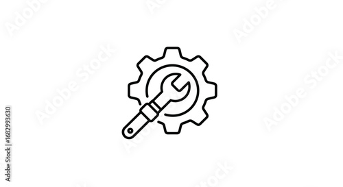 Simple icon of wrench and gear for maintenance and repair services