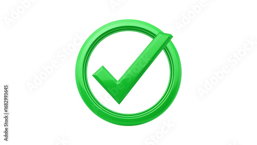 3d icon of green check mark symbol isolated on transparent background