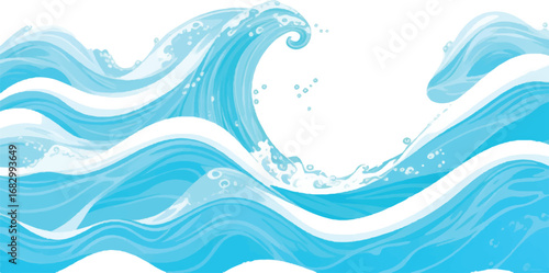Abstract Watercolor Ocean Wave Soft Blue and Green Texture Background for Banner and Poster Graphics