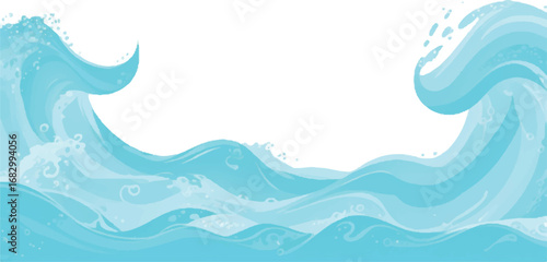 Soft Watercolor Ocean Wave Abstract Blue Green Texture Background for Banner and Creative Artwork