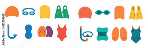 Colorful Swimming Gear Icons