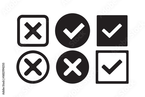 Free Download Checklist and Validation Icons Set with Check marks and Crosses. Vector illustration eps10 - GFXLoad