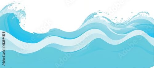 Blue and Green Watercolor Ocean Wave Abstract Background for Banner Design and Digital Artwork