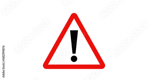 Red triangle caution sign with exclamation mark on white background