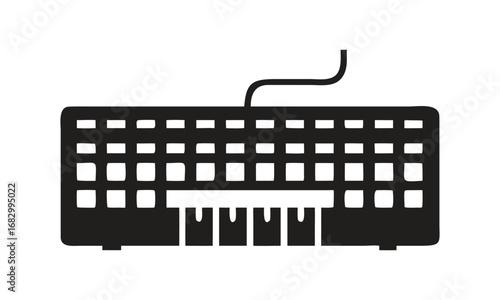 Silhouette of a Computer Keyboard with Cable technology input with Vector Design
