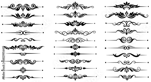 Elegant ornamental dividers collection in vintage style for decorative designs