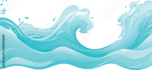 Abstract Transparent Green and Blue Watercolor Wave Texture Background for Ocean Inspired Graphic Design