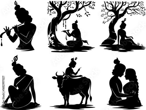 Divine Krishna Silhouettes