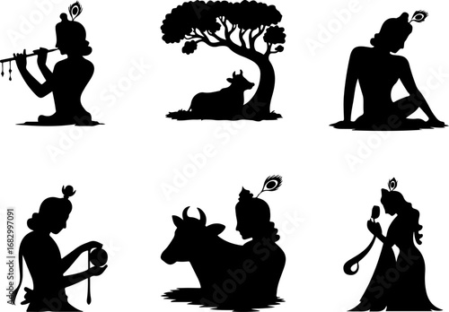 Divine Krishna Silhouettes