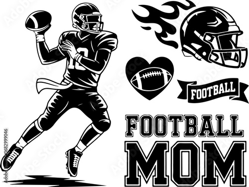American Football Helmet Mom Pride Vector Bundle