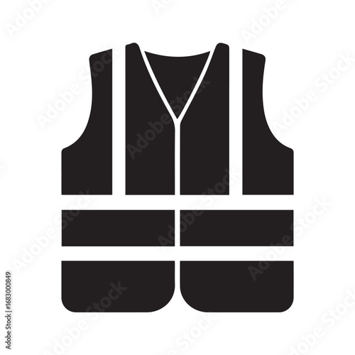 Safety vest silhouette black and white vector icon