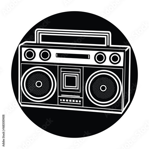 Vintage Boombox Stereo Cassette Player 80s Music Retro on White Background