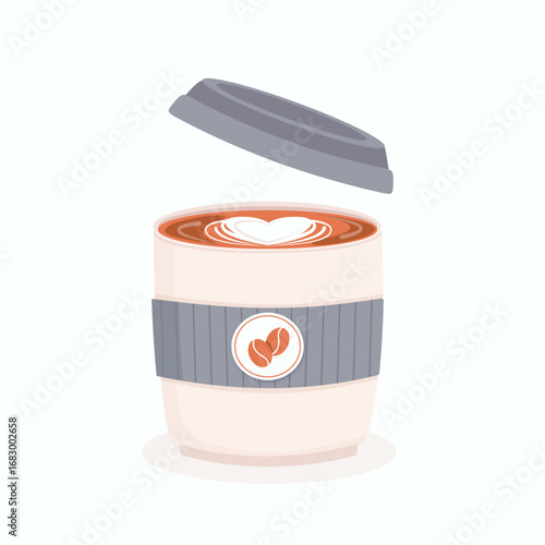 Cute cartoon cappuccino paper cup vector illustration
