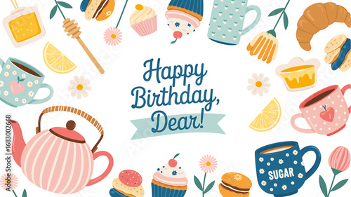 Charming birthday greeting card with elegant design elements