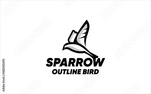 Minimalist Sparrow Bird Outline Logo Vector and Elegant Flying Line Art Icon for Modern Brand Identity