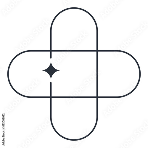 Modern abstract medical cross icon with subtle sparkle for health and wellness branding