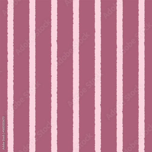 Abstract seamless stripe pattern with light pastel lines over deep mauve background. Contemporary rough texture for prints, wrapping, fabrics, wallpapers, and digital surfaces.