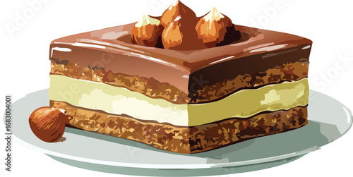 Chocolate square with cream and nuts, promoting creativity and sensory exploration in education.
