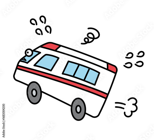 急いでいる救急車のイラスト
