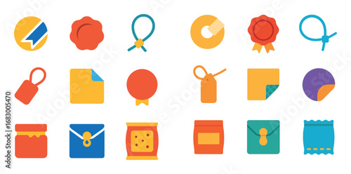 Colorful Packaging Seals Icons