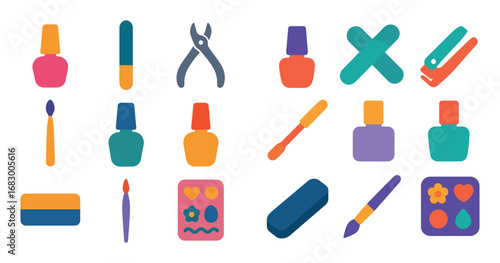 Colorful Nail Care Icons