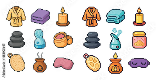 Pixel Art Spa Icons