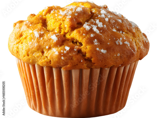 Wallpaper Mural Golden Muffin Delight: A beautifully lit photograph presents a mouthwatering muffin with a light dusting of powdered sugar, inviting viewers to indulge in the simple pleasure. Torontodigital.ca