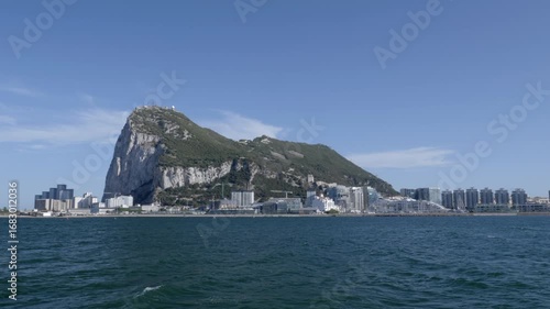Gibraltar with its airport and part of the skyline as seen from La Linea de la Concepcion in Spain.