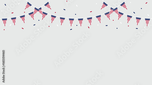 Seamless USA Flag Triangle Party Bunting Border Background for 4th of July Independence Day – Flat Design Illustration	