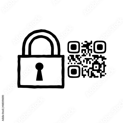 Secure Access QR Code: An artistic rendition of a padlock and QR code, representing digital security.