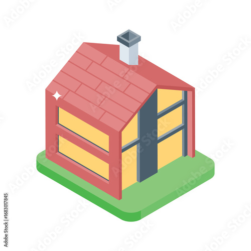 A premium isometric icon of cozy home structure