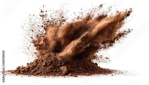 Exploding pile of brown powder
