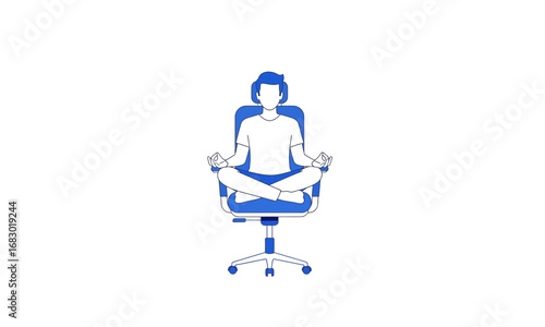 Person Meditating in Office Chair with Legs Crossed and Hands in Mudra.
