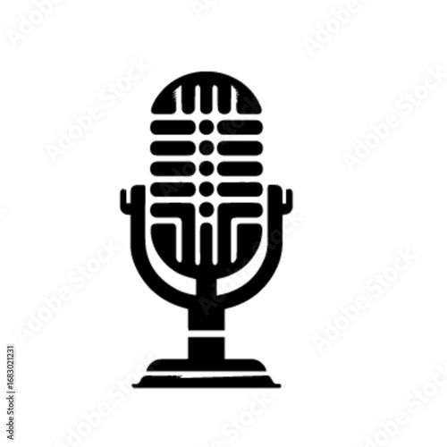 Retro Studio Broadcast Microphone Vector Illustration