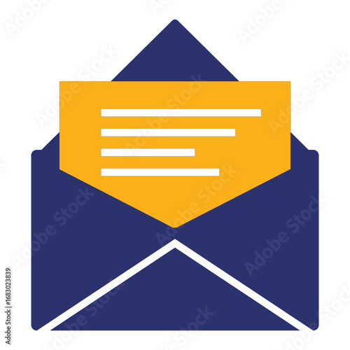 Open envelope with letter inside isolated on transparent background